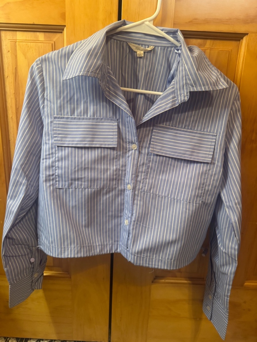 Striped Blue Long Sleeve Button-Up Shirt